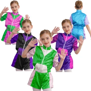 Kids Girls Outfit Shorts Suit Dance Set Short Sleeve Competition Hip Hop 80s - Picture 1 of 51