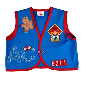 Vintage 80s Kids M Cubbies School Camp Scouts Vest ILLINOIS USA Patches 6211 - Picture 1 of 8