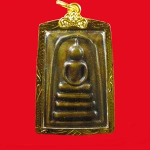 P3 Phra Somdej Amulet Wat Rakhang Khositaram Bangkok Framed Plated Gold Luckly - Picture 1 of 7