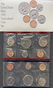 1992 Uncirculated U.S Mint 10 Coin Set in Original Government Packaging OGP - Picture 1 of 2