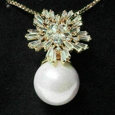 Gorgeous Round Pearl Necklace Women Wedding Engagement Jewelry Gift Free Ship - Image 1 of 4