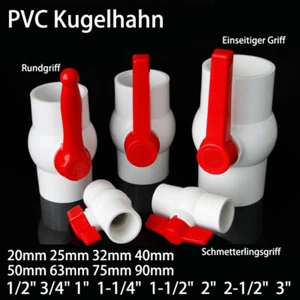 PVC Kugelhahn 1/2"- 4" Zoll Innengewinde Muffe Rohr Fitting Absperrhahn Weiß - Bild 1 von 30