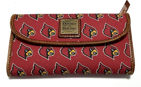 LOUISVILLE CARDINALS Dooney & Bourke 1975 Leather Trifold Clutch Slim Wallet Cover