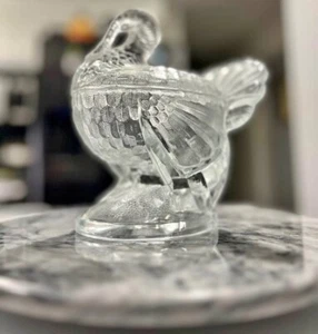 VTG L.E. Smith clear glass turkey candy dish with a lid-1940s - Picture 1 of 7