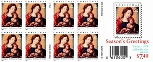 USA 2003 CHRISTMAS MADONNA & CHILD, J.GOSSAERT 20 STAMPS BOOKLET SCOTT 3820a MNH - Picture 1 of 3