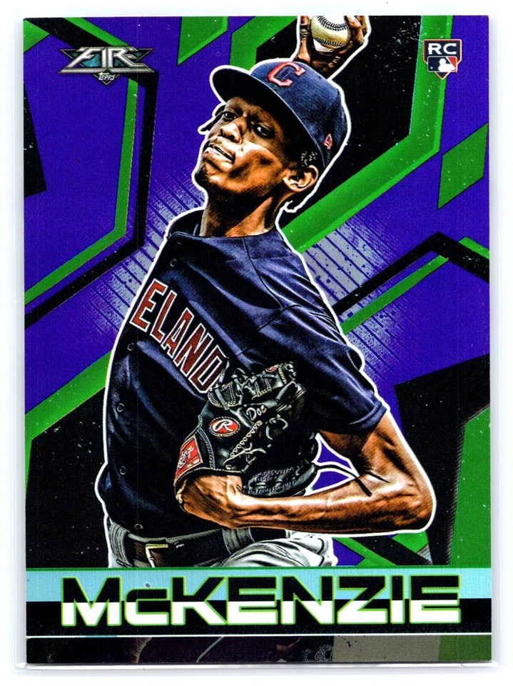 2021 Topps Fire Triston McKenzie Magenta 88/99 RC short print Indians/Guardians - Image 1 of 2