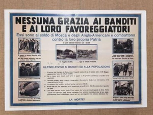 Manifesto di propaganda Fascista Partigiani Ristampa di storica locandina 35x50 - Picture 1 of 1