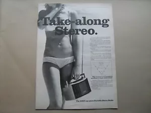1972 Sony MR-9300WA Take-Along-Stereo with bikini-clad girl--vintage Playboy ad - Picture 1 of 1