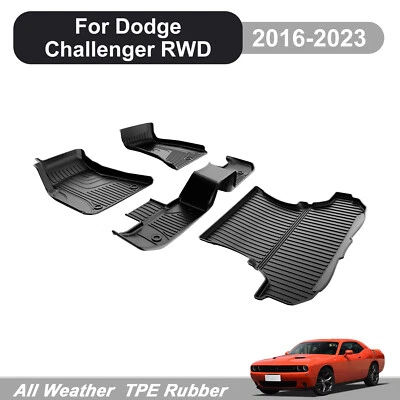 Car Floor Mats and Trunk mat Fit for 2016-2023 Dodge Challenger RWD All Weather - Imagem 1 de 4