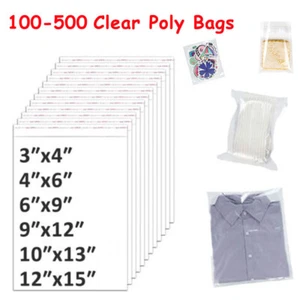 100-500 Clear Plastic OPP Cellophane Cello Cellophane Bags Self Adhesive Bags - Picture 1 of 11