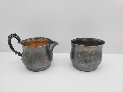 Juego de crema de azúcar de plata vintage par de cuencos coleccionables abuelas antiguo Foto 1 de 4