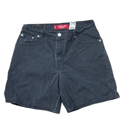 Pantalones cortos de mezclilla elásticos Y2K Levi’s de colección para mujer 8 negros tiro medio 7” entrepierna 2003 Foto 1 de 4