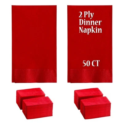Servilletas de cena rojas de 2 capas, 50 unidades, 15 x 17 pulgadas, perfectas para fiestas Foto 1 de 4