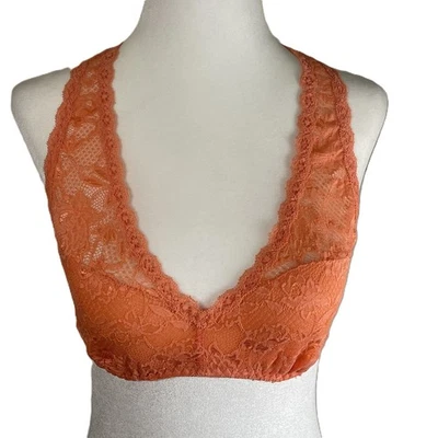 Cosabella Sm Lace Bralette Made in Italy Orange Lace Racerback Romantic Coquette - Image 1 of 4