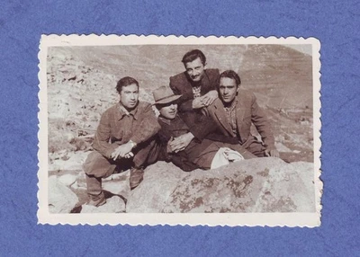 1950s four friends on picnic handsome strong men collective Original Photo rocks - Image 1 of 2