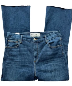 $298 FRANK & EILEEN Killian Crop Flare Jean in Medium Wash sz 32 x 27 Raw Hem - Picture 1 of 17