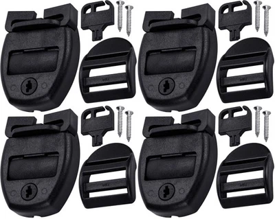Hot Tub Spa Cover Clips Latch Repair Kit 4 Sets Black Keys Screws Replacement - Image 1 of 4