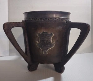 1906 Indian Harbor Yacht Club Trophy Gorham Tankard Sterling Silver on Leather - Picture 1 of 16