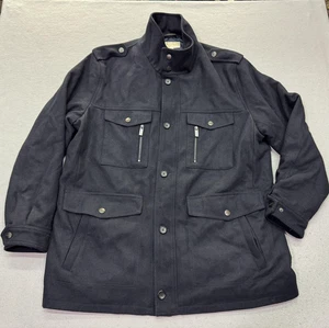 Michael Kors Jacke Herren 2XT Navy Wollmischung Militär Feldmantel Taschen - Bild 1 von 11