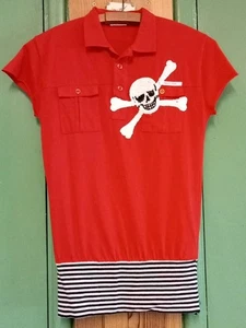 Vintage  Polo Shirt with Skull Design - Size 8 - Red . - Picture 1 of 11