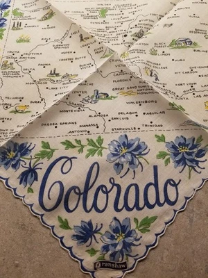 Nuevo de Lote Antiguo Pañuelo COLORADO Estado Floral Viaje Recuerdo Pañuelo Pañuelo B Foto 1 de 4