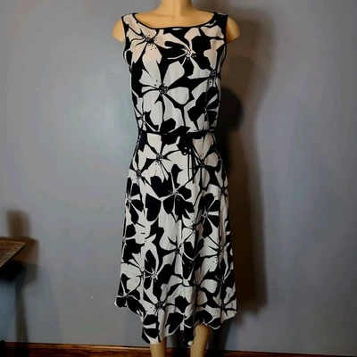 Adrianna Papell Linen Floral Dress Vintage Size 12 Retro 60s Resort Wedding - Image 1 of 4