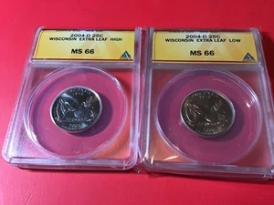 Set Wisconsin Extra High/Low Error Quarters ANACS MS 66 - Picture 1 of 5