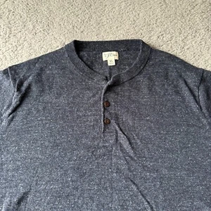 NUOVO J. Maglione girocollo uomo extra large blu Donegal tweed Henley cotone seta - Foto 1 di 10