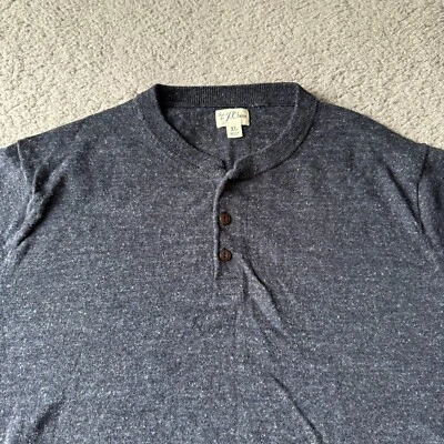 NEW J. Crew Sweater Mens Extra Large Blue Donegal Tweed Henley Cotton Silk - Image 1 of 4