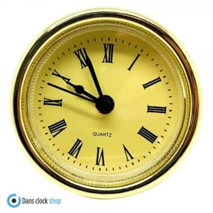 61mm (B) Quartz Replacement Gold Bezel Clock Inserts Roman Numerals 57-59mm Hole - Picture 1 of 2