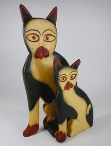 Wood Folk Art 2 Cat Desk Organizer and Holder. - Picture 1 of 9