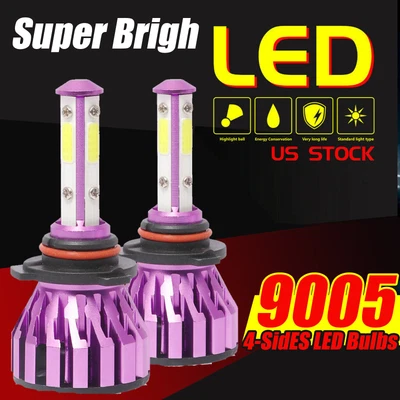 4-sides 9005 HB3 H10 9145 LED Headlight Conversion Kit 2000W 6000K 300000LM Bulb - Image 1 of 4