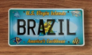 U.S. VIRGIN ISLANDS GRAPHIC VANITY LICENSE PLATE " BRAZIL " WAX RIO SAO PAULO - Picture 1 of 1