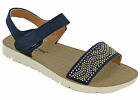 Cushion-Walk Womens Sandals Flat Open Toe Summer Ankle Strap Soft Padded Uk 3-8