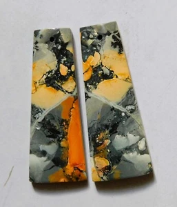 49.90 Cts Natural Maligano Jasper Drilled Cabochon Match Pair Gemstone39.2X15M - Picture 1 of 3