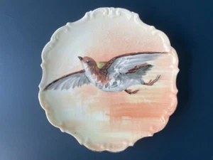 ANTIQUE LIMOGES HANDPAINTED PORCELAIN BIRD PLATE - Picture 1 of 7