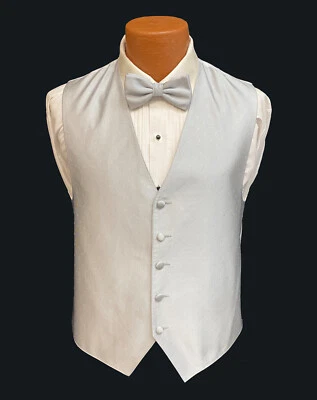 Men's Ralph Lauren Silver Tuxedo Vest with Tie Adjustable Fullback Free Shipping - Image 1 of 2