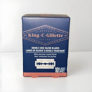 Hojas de afeitar de seguridad King C. Gillette de doble filo, paquete de 10 recubiertas de platino NUEVO - Imagen 1 de 6