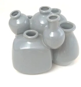 Vintage Cluster Vase 4 Zoll Keramik 7 Loch graue Sukkulenten Blumen Luftpflanzen - Bild 1 von 10