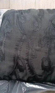 1 yard X 1.32 meter Wedding Fabric Black Embroidery Silk Lace Crinkled Georgette - Picture 1 of 6