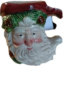 Santa Claus Face Christmas Holiday Ceramic Decorative Mug, Handpainted Pottery - Picture 1 of 6