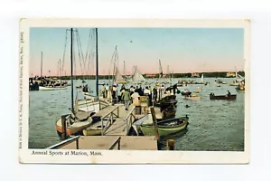 Tarjeta postal Marion MA ventanas de cobre (añadidas reflejos metálicos), deportes anuales - Imagen 1 de 2