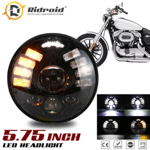 Faro LED redondo 5-3/4 5,75" con señal de giro DRL para motocicleta Harley Honda - Imagen 1 de 17