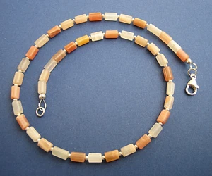 Collar de diseño de piedras preciosas cilindro de piedra lunar cadena de mujer 46 cm plata 925 - Imagen 1 de 6