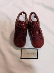 Gucci Baby Shoes Sneakers US Shoes Size 3.5 Red Genuine Leather - Picture 1 of 5