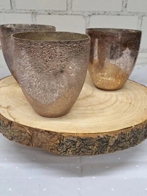 3 x Vase Windlicht Übertopf Pflanztopf Hochzeitsdekoration rosa /gold Gefäß Topf - Bild 1 von 4