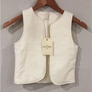 NEW Gray Label GOTS Organic Cotton Daxton Cream Color Vest Kids Sz 5/6 Unisex - Picture 1 of 14