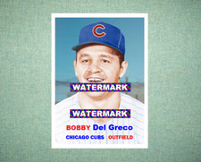 Bobby Del Greco Chicago Cubs 1957 Style Custom Baseball Art Card