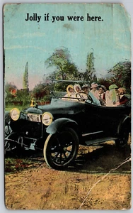 Postal Ontario Cobourg Jolly if You Were Here 1919 Old Car War Reconstruction - Imagen 1 de 2