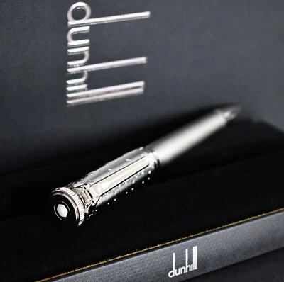 🆕DUNHILL London "SENTRYMAN" Prata-Tom Mármore Inserção Caneta Esferográfica Freio a Disco - Imagem 1 de 4